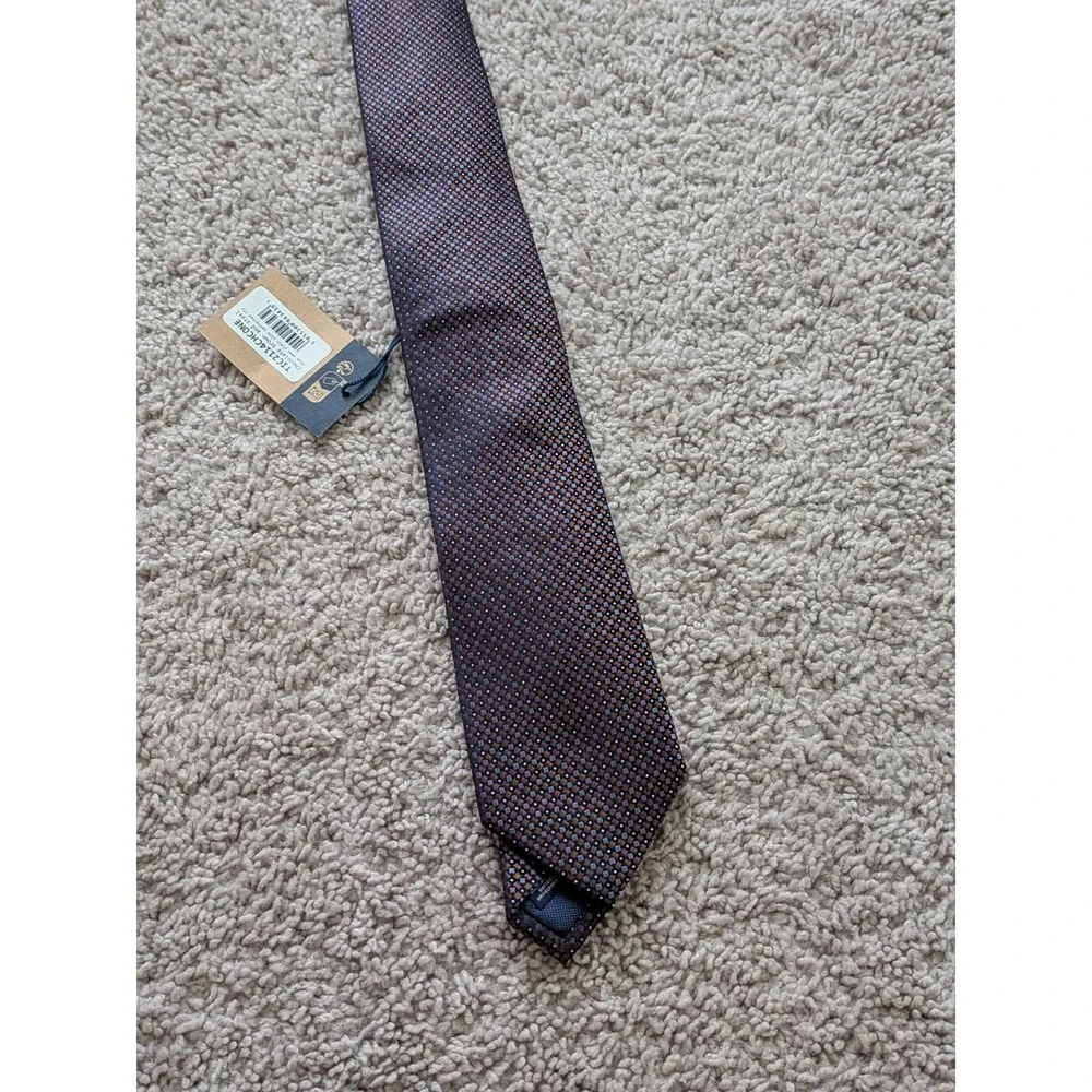 Charles Tyrwhitt Chocolate Brown And Steel Pattern Silk Pointed Men's Tie NWT
